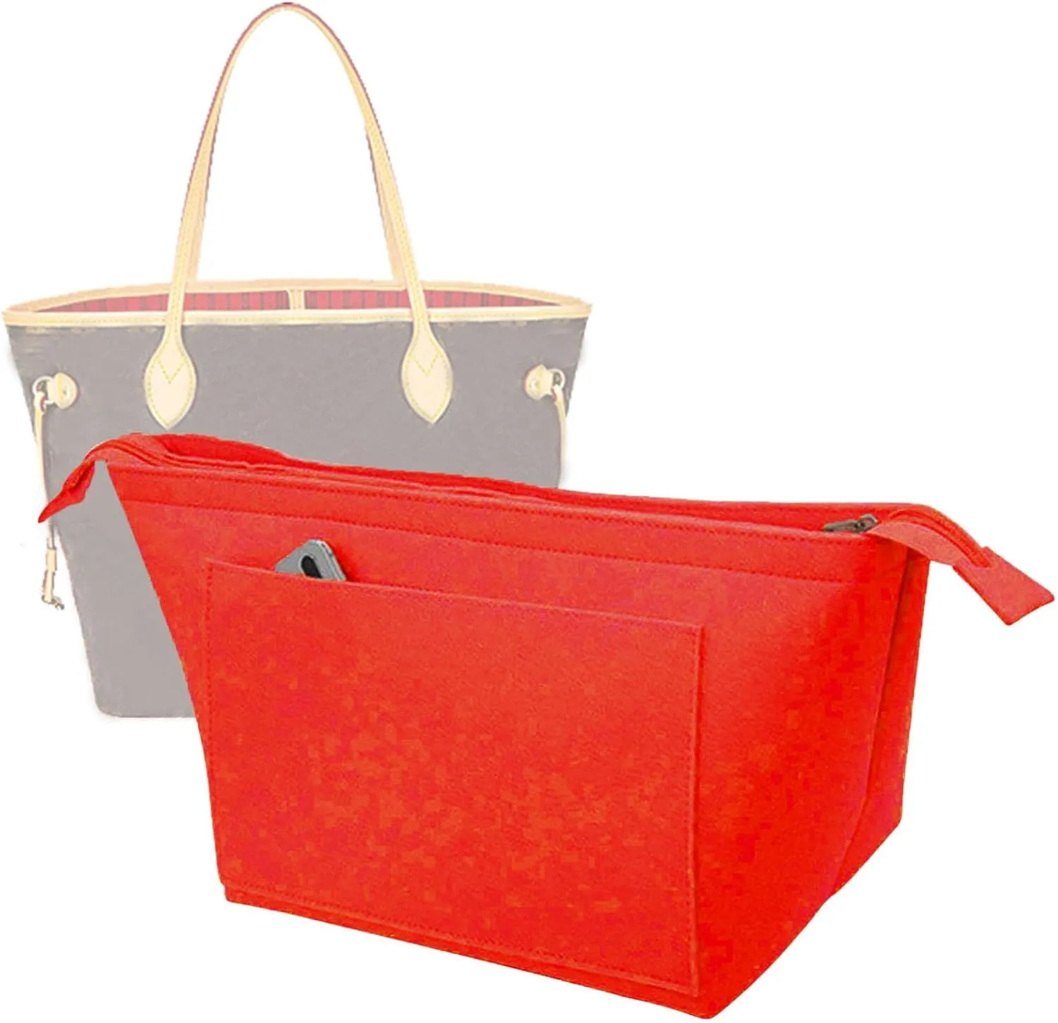 Lckaey Purse Insert Organizer for Neverfull gm Bag purse Organizer kit insert 1070Claret-L