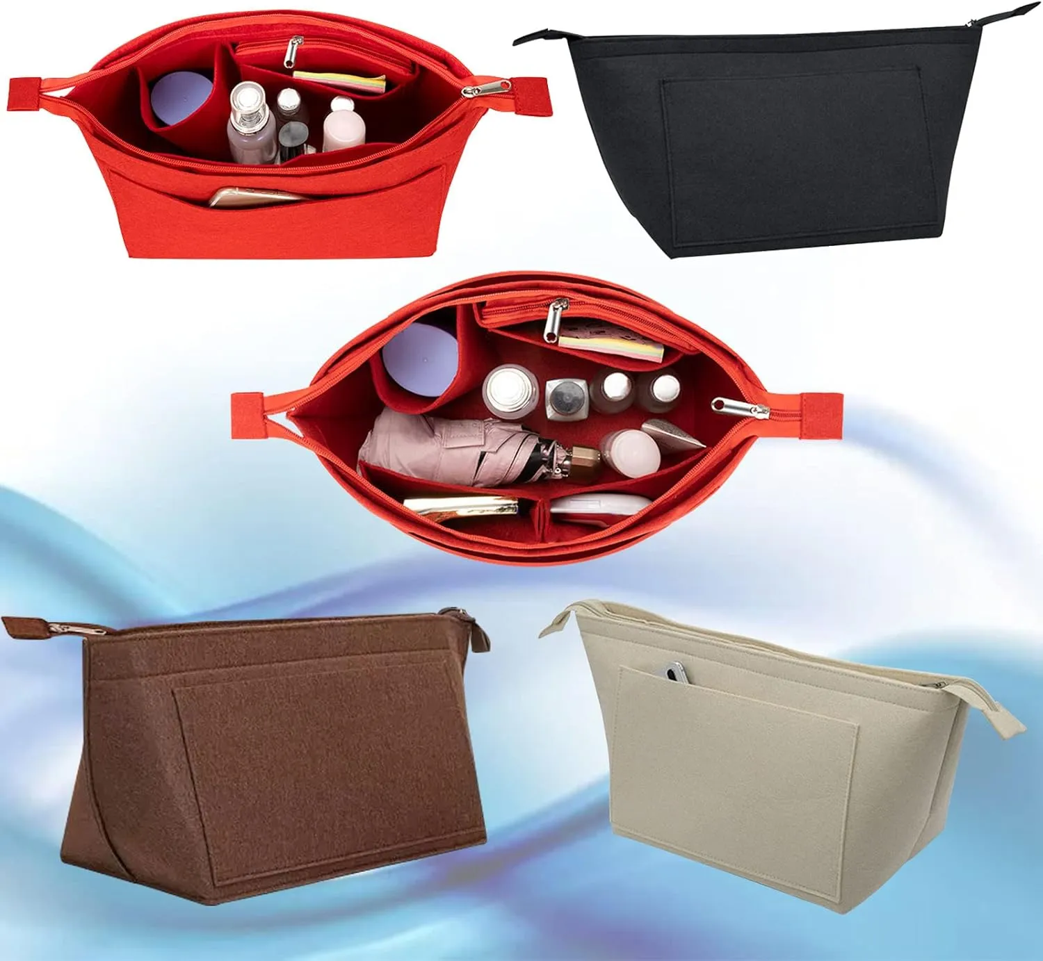 Lckaey Purse Insert Organizer for Neverfull gm Bag purse Organizer kit insert 1070Claret-L