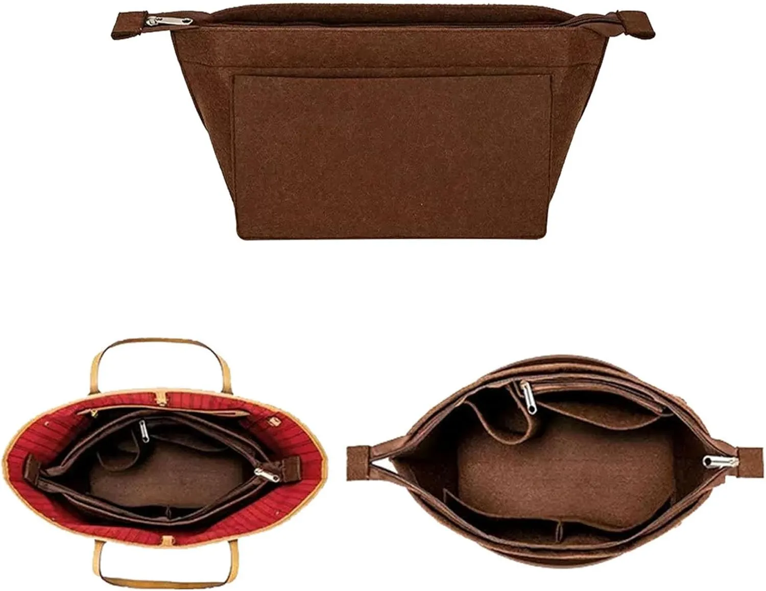 Lckaey Purse Insert Organizer for Neverfull pm mm gm Bag Liner Shaper purse kit insert 1070beige-M