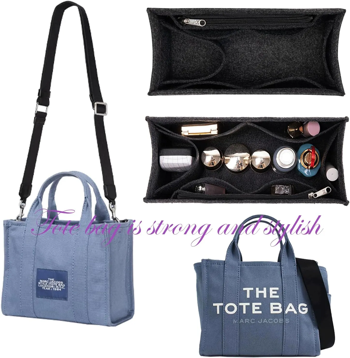 Lckaey tote bag organizer insert for marc jacobs medium tote bag organizer 2042black-M