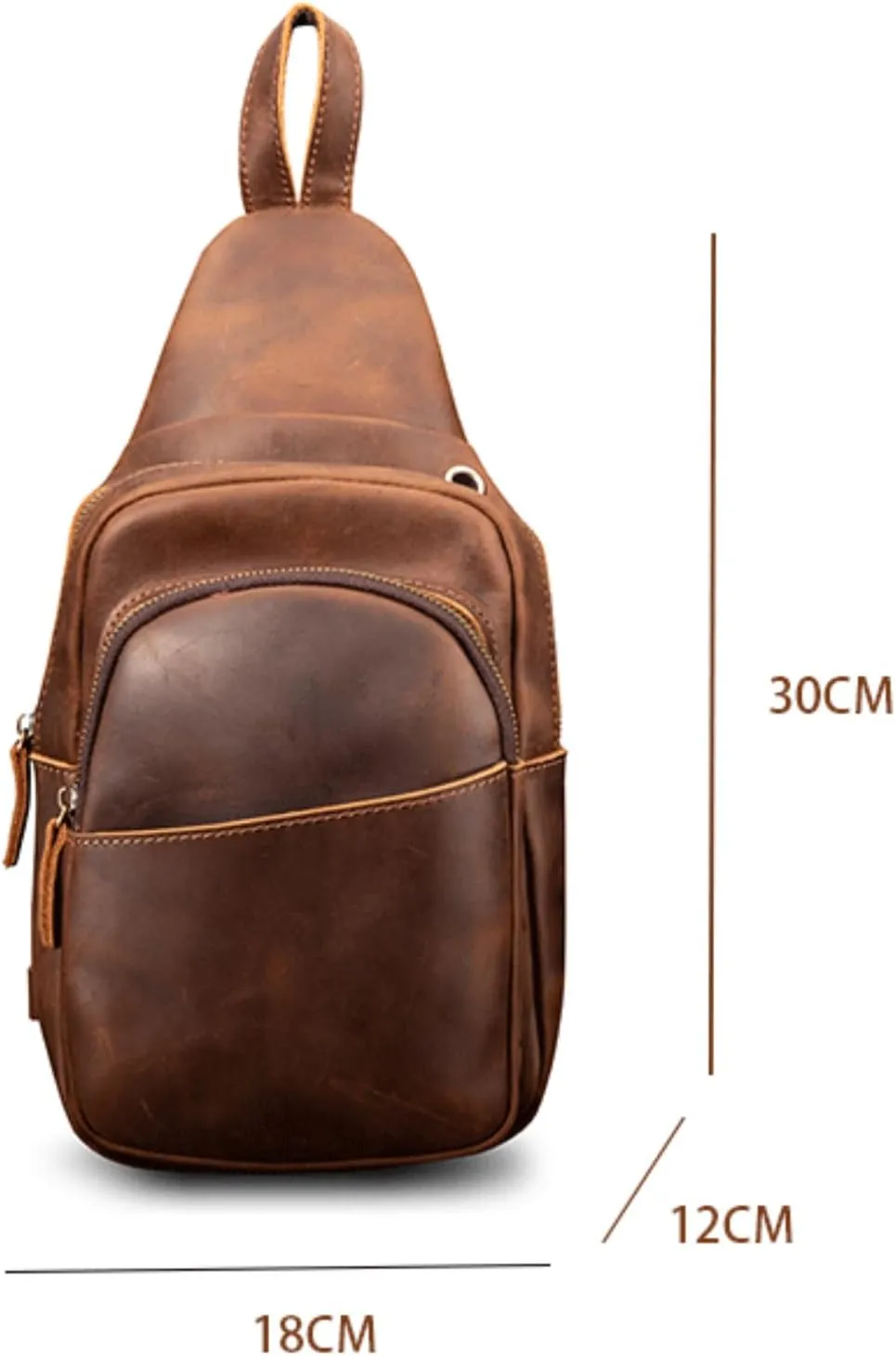 Leather Sling Bag for Men,Chest Bag Shoulder Bag Crossbody Bag Travel Hiking Daypack(Dark Brown)