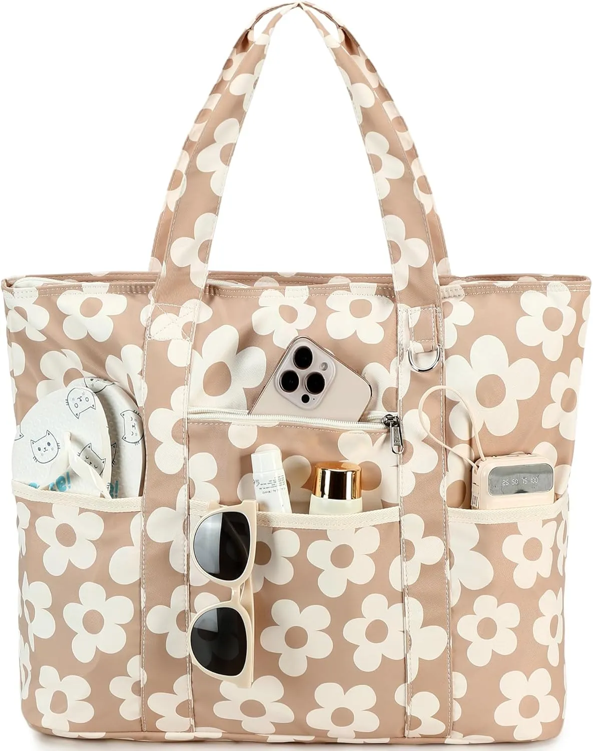 LEDAOU Beach Bags for Women, Beach Bags Waterproof Sandproof, Packable Beach Tote Bag with Zipper Travel Sports