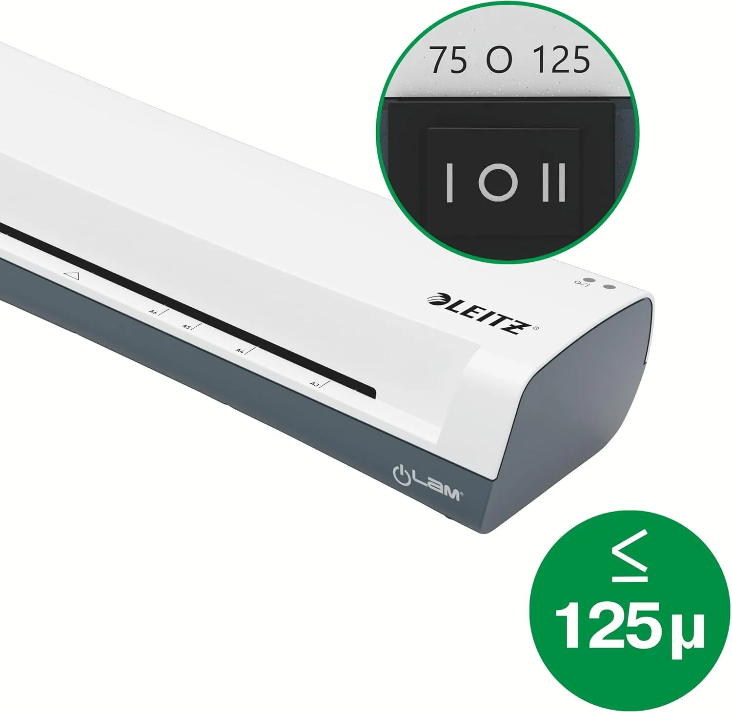 Leitz iLAM Home A3 Laminator, 3 Min Warm-up, 75-125 Micron Pouches, A4 Pouches Included, White, 74320001