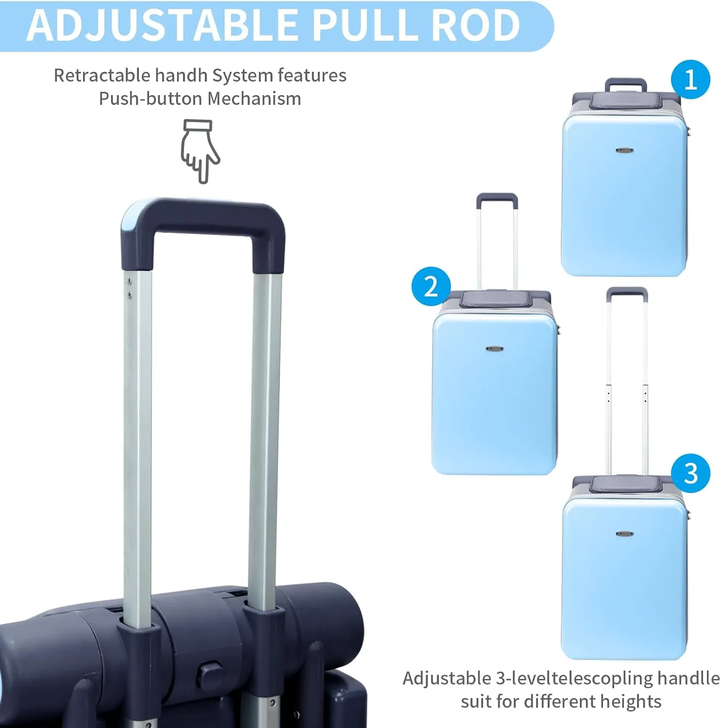 LemoHome Expandable Luggage with Spinner Wheels,Large Suitcases with Child Seat Design,Hard Luggage for Women and Men,20 inch Hardside Carry on Luggage for Travel (Blue visor)
