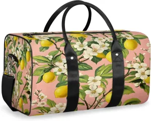 Lemon Tree Duffle Bag for Travel, Overnight Weekend Gym Carry On Luggage Bag, Lemon Flower Travel Duffel Bag for Men Women