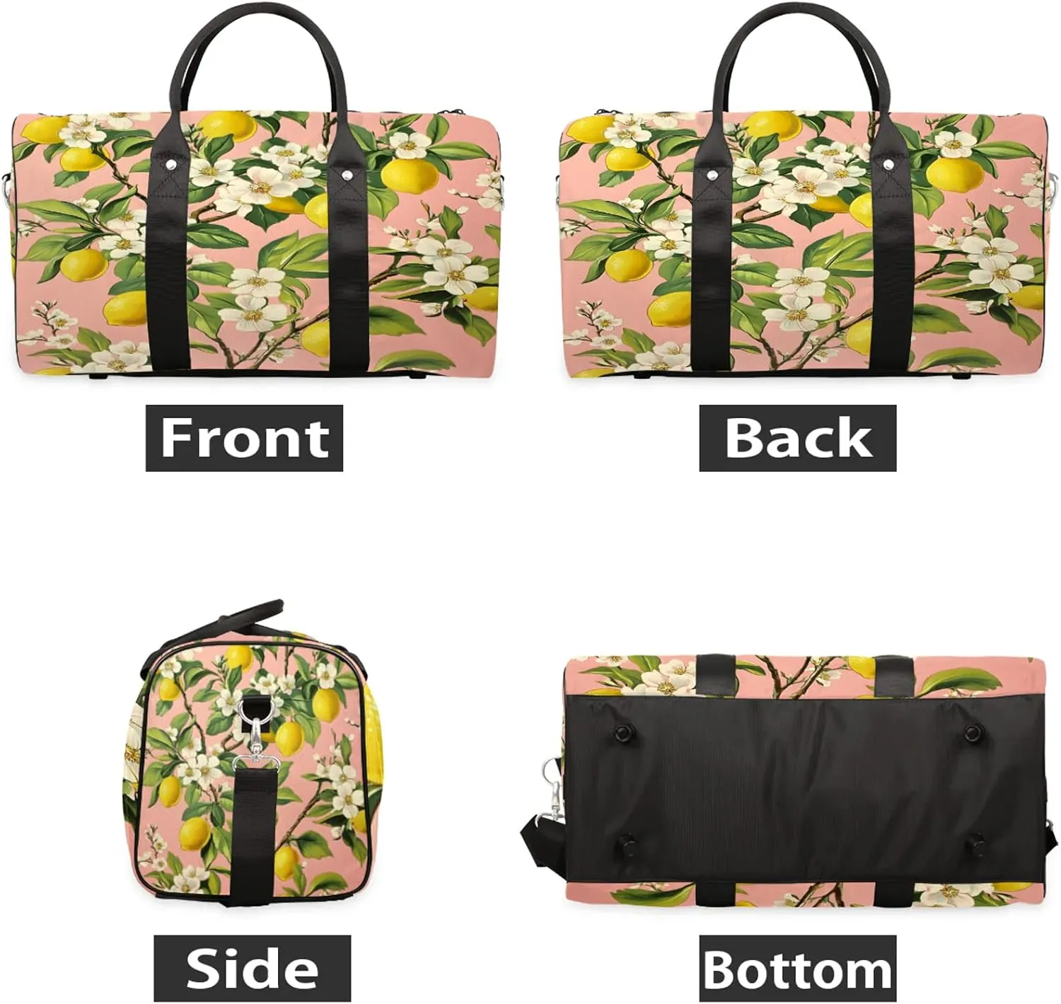 Lemon Tree Duffle Bag for Travel, Overnight Weekend Gym Carry On Luggage Bag, Lemon Flower Travel Duffel Bag for Men Women