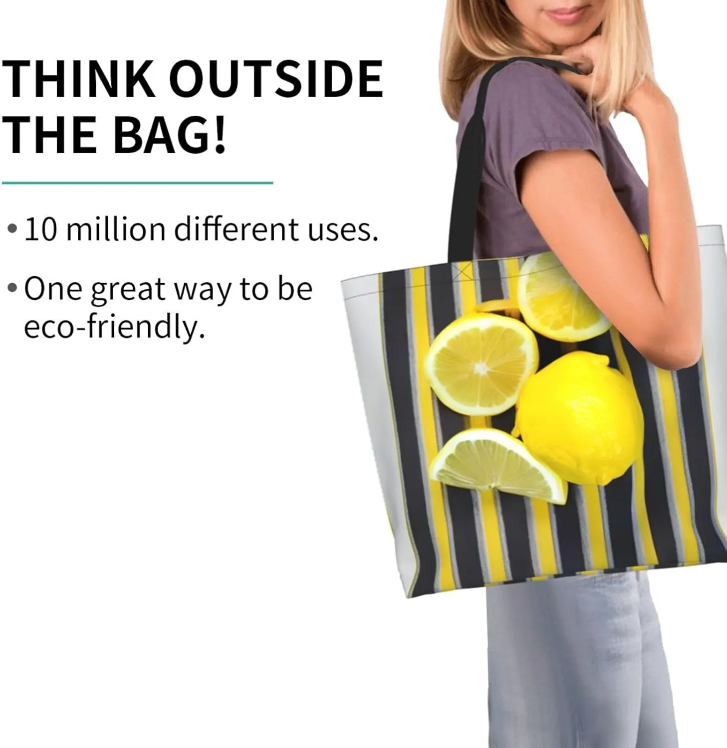 Lemon Zest Yellow Stripes Women Tote Bag,Casual Tote'S Handbag Big Capacity Shoulder Bag Crossbody Bag