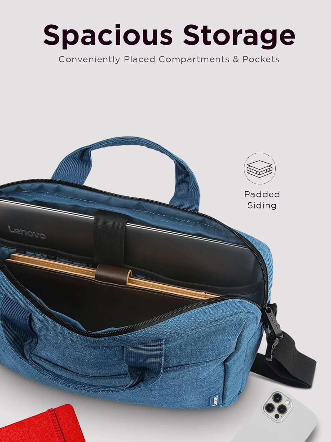 Lenovo Laptop Carrying Case T210, 15.6-Inch Laptop and Tablet, Sleek Design, Durable and Water-Repellent Fabric, Business Casual or School, GX40Q17230 Casual Toploader - Blue