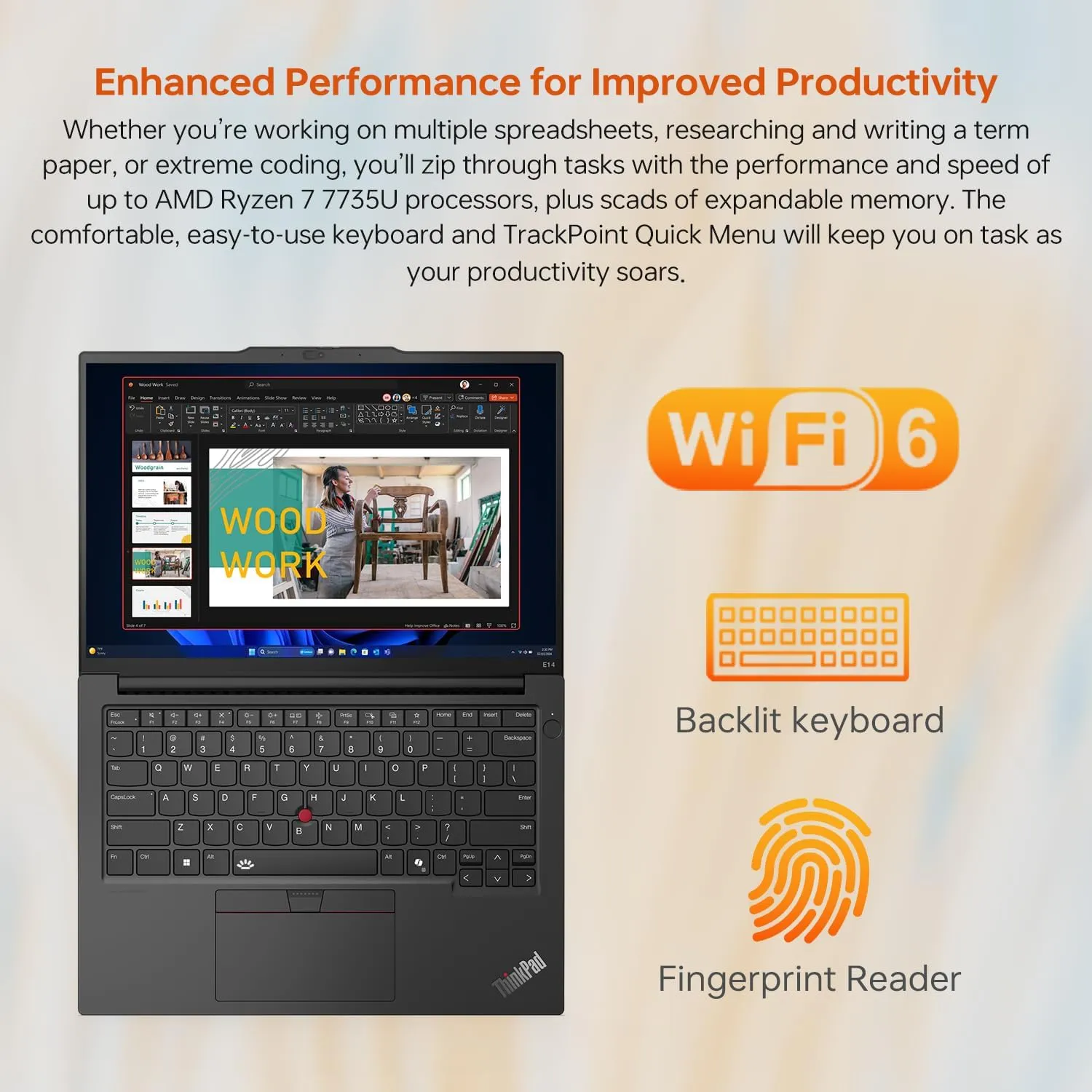 Lenovo ThinkPad E14 Gen 6 Business Laptop, 14" WUXGA, AMD Ryzen 7 7735U up to 4.75GHz, 32GB DDR5 RAM, 2TB SSD, Fingerprint, Backlit, HDMI, Wi-Fi 6, Win 11 Pro, Bundle with ADATA 512GB External SSD