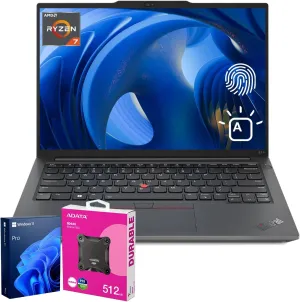 Lenovo ThinkPad E14 Gen 6 Business Laptop, 14" WUXGA, AMD Ryzen 7 7735U up to 4.75GHz, 32GB DDR5 RAM, 2TB SSD, Fingerprint, Backlit, HDMI, Wi-Fi 6, Win 11 Pro, Bundle with ADATA 512GB External SSD