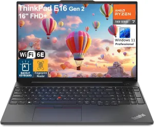 Lenovo ThinkPad E16 G2 16" FHD  Business Laptop Computer, AMD 8-Core Ryzen 7 7735HS (Beat i7-1355U), 64GB DDR5 RAM, 1TB PCIe SSD, WiFi 6E, Backlit Keyboard, Fingerprint Reader, Windows 11 Pro, AZ-XUT