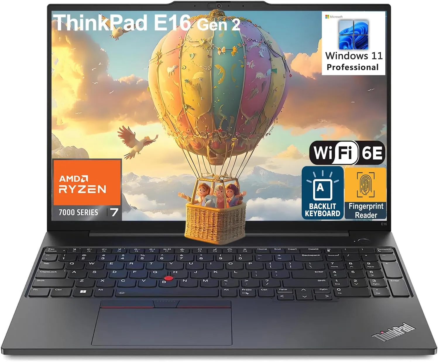 Lenovo ThinkPad E16 G2 Business Laptop Computer, 16" FHD , AMD 8-Core Ryzen 7 7735HS (Beat i7-1360P), 32GB DDR5, 1TB PCIe SSD, WiFi 6E, Fingerprint Reader, Backlit Keyboard, Windows 11 Pro, AZ-XUT