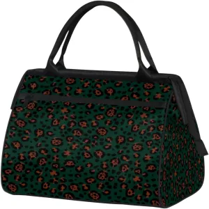 Leopard Pattern Indigo Womens Weekender Overnight Bag Travel Duffel Bag 25L Carry On Tote Bag Gym Duffle Bag for Women Teen Girls