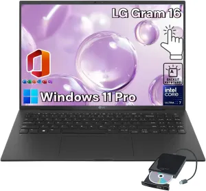 LG gram 16 Laptop for Business - 16" WQXGA Touchscreen - Intel Evo Core Ultra 7-155H - Intel Arc Graphics - 32GB RAM   4TB SSD - Backlit Keyboard - Ultra-Portable Laptop - Windows 11 Pro   Office Pro
