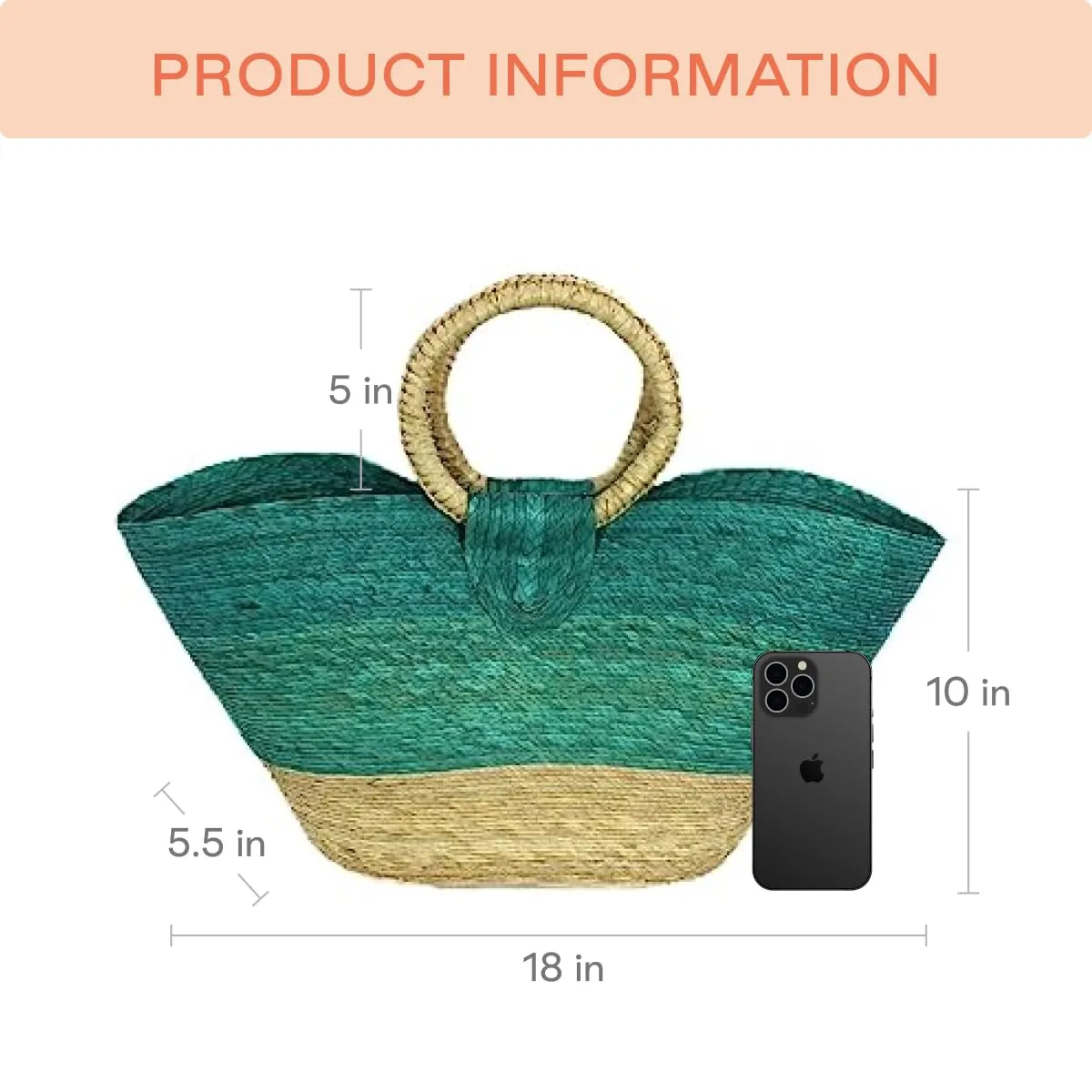 LHB Handmade Basket Bag | Summer Tote | Gradient (Turquoise)