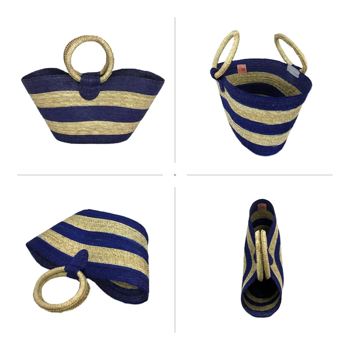 LHB Handmade Basket Bag | Summer Tote | Stripes (Blue)