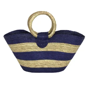 LHB Handmade Basket Bag | Summer Tote | Stripes (Blue)