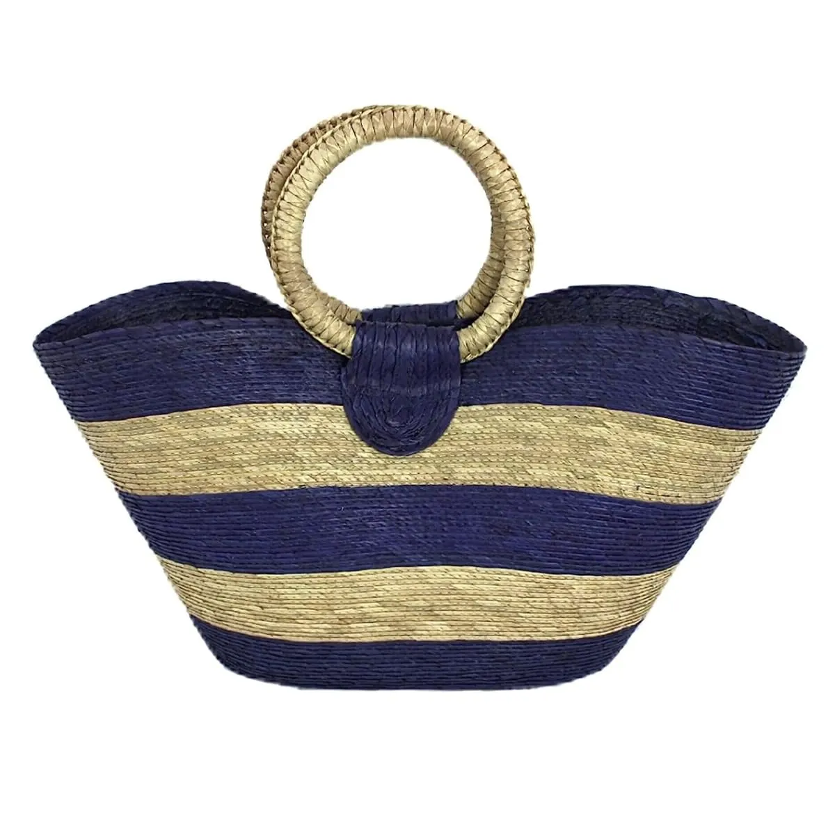 LHB Handmade Basket Bag | Summer Tote | Stripes (Blue)