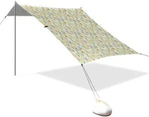 Liatris Flowers Plaid Beach Tent UPF50 Waterproof Large Sun Shelter with Carrying Bag for Backyard and Camping
