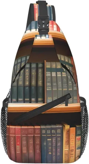 Library Bookshelf Print Sling Bag For Women Men Fashion One Shoulder Crossbody Bag Travel Fanny Pack Cross Body Bags