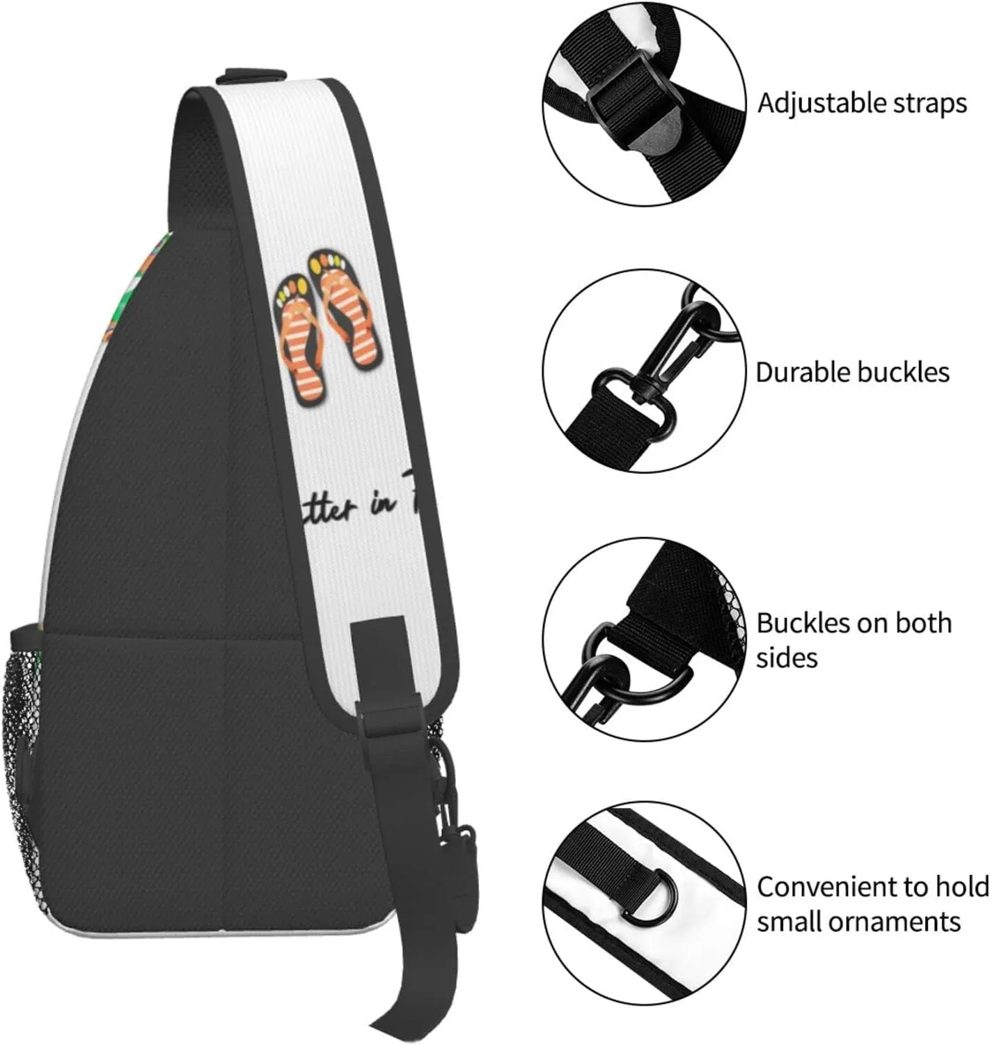 Life is Better in Flip-Flops Crossbody Sling Backpack For Women & Men Chest Sling Backpack Casual For Travel Hiking