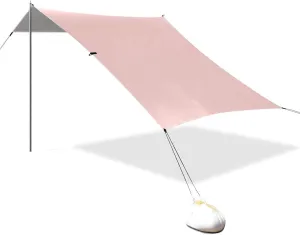 Light Pink Designed UPF50  Foldable Beach Canopy Water-Resistant Large Portable Sun Shelter with Sandbags & Sand Shovel for Camping, Picnics, Backyard & Fishing tapete para Playa