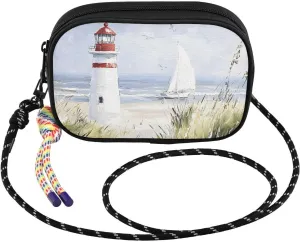 Lighthouse Beach Vintage Crossbody Bags for Women Cell Phone Purses Women's Shoulder Handbags Wallet Purse with Adjustable Strap