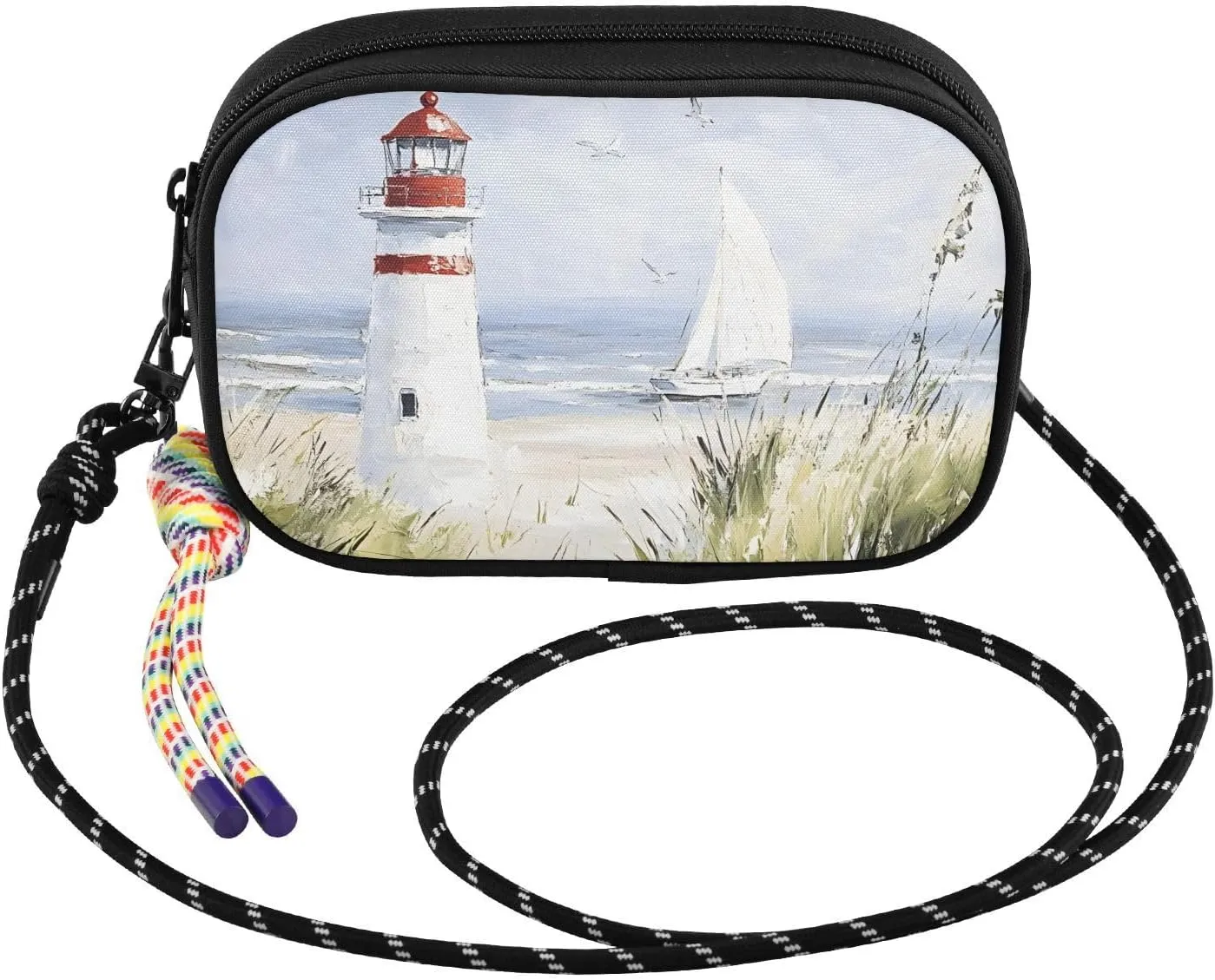 Lighthouse Beach Vintage Crossbody Bags for Women Cell Phone Purses Women's Shoulder Handbags Wallet Purse with Adjustable Strap