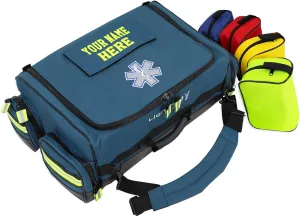 Lightning X Personalized Modular Oxygen Trauma Bag w/Hidden Cylinder Compartment, Accessory Pouches & Custom Embroidered Name Or Logo - LXMB65 Blue