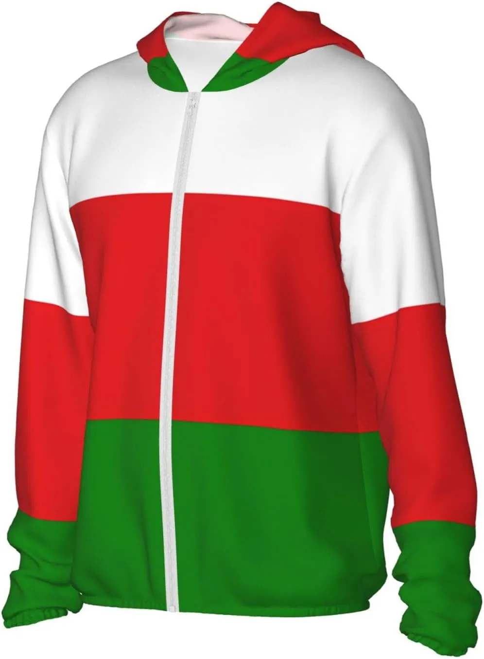 Lightweight UV Protection Sun Jacket, Flag of Oman Print Sportswear Hooded Sunblock Shirt for Outdoor