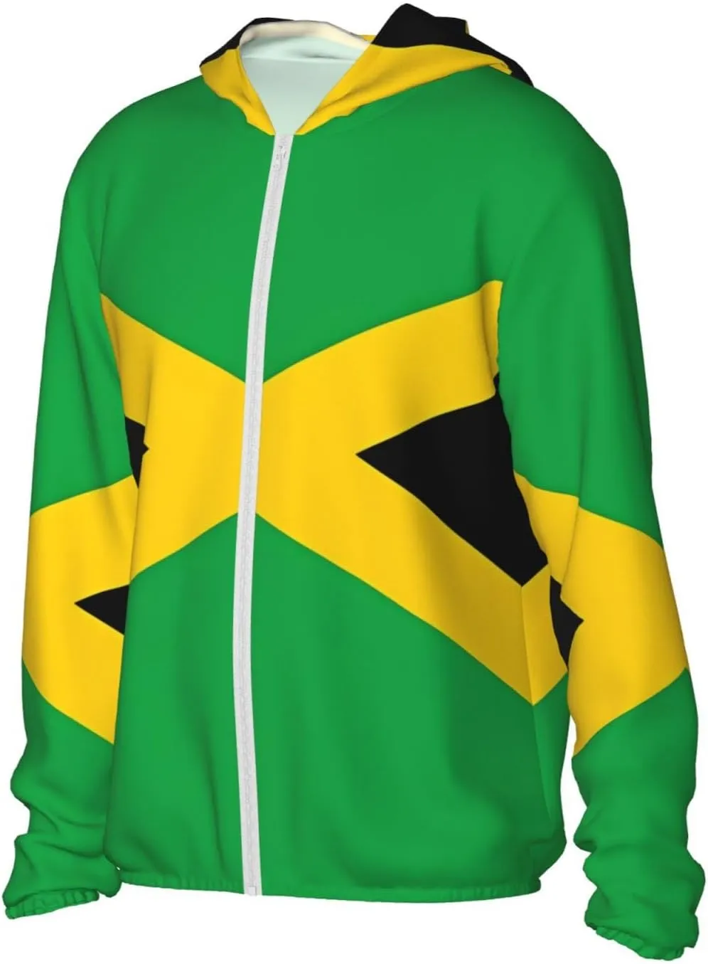 Lightweight UV Protection Sun Jacket, jamaica flag Print Sportswear Hooded Sunblock Shirt for Outdoor