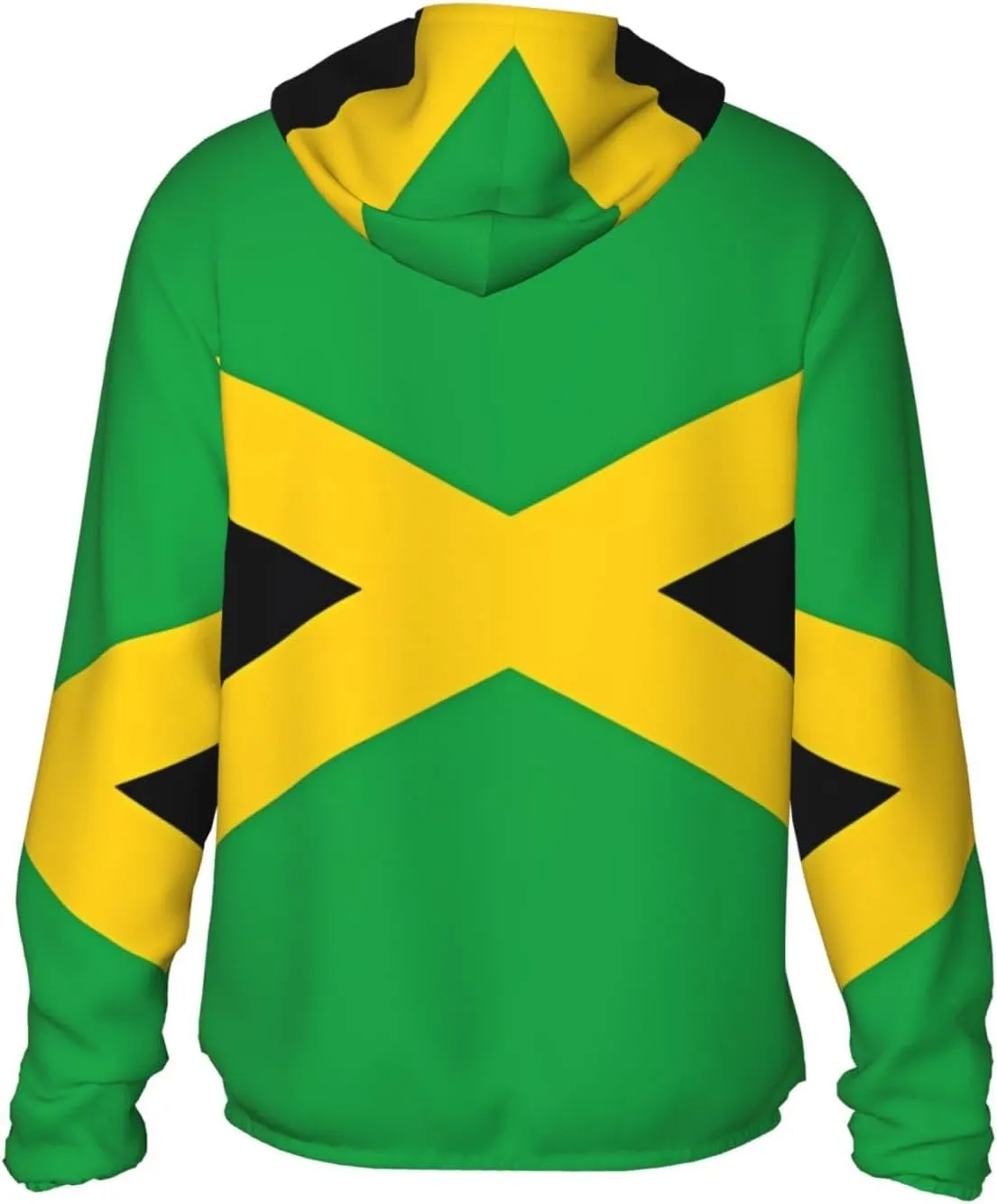 Lightweight UV Protection Sun Jacket, jamaica flag Print Sportswear Hooded Sunblock Shirt for Outdoor