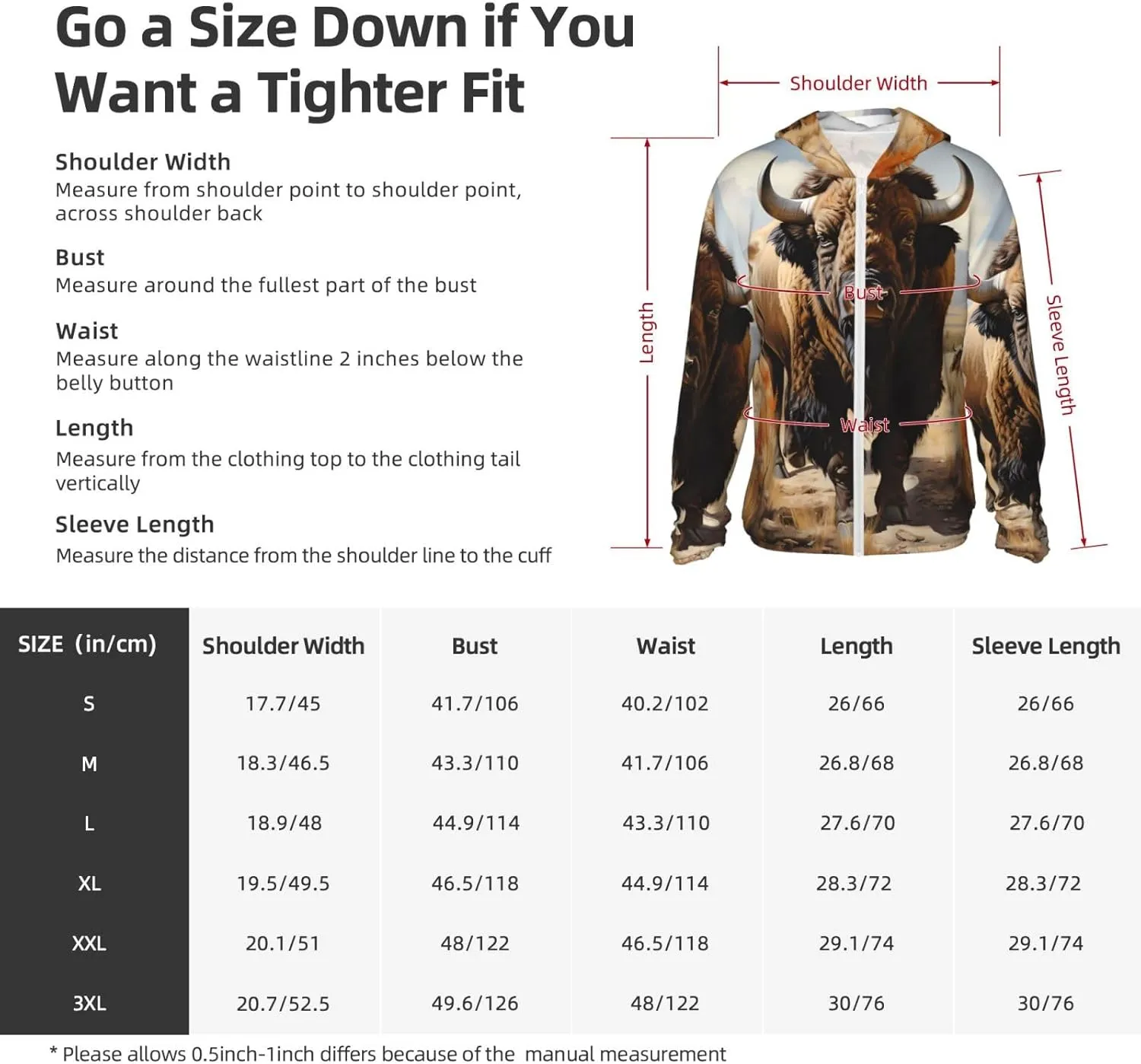 Lightweight UV Protection Sun Jacket, North American bison herd Print Sportswear Hooded Sunblock Shirt for Outdoor