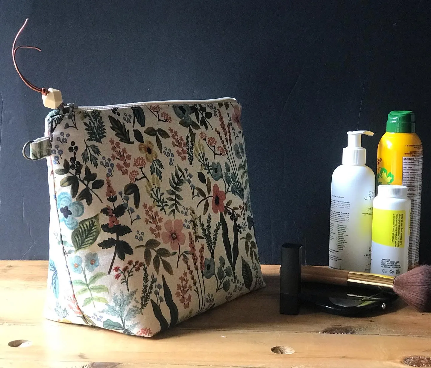 Linen Wet Dry Zipper Pouch Large
