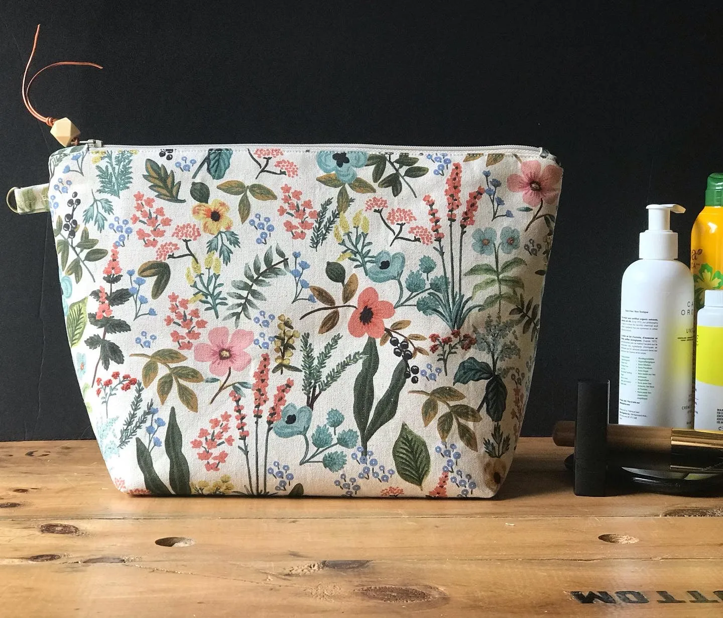 Linen Wet Dry Zipper Pouch Large