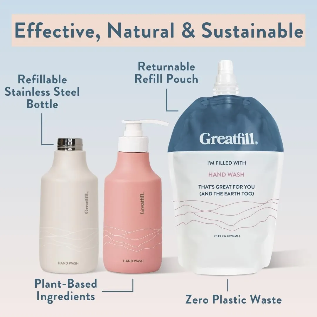 Liquid Hand Soap Refill, Sage and Lavender, All-Natural & Eco-Friendly Ingredients, Enriched with Essential Oils, Returnable Refill Pouch (28oz, Pack of 2)