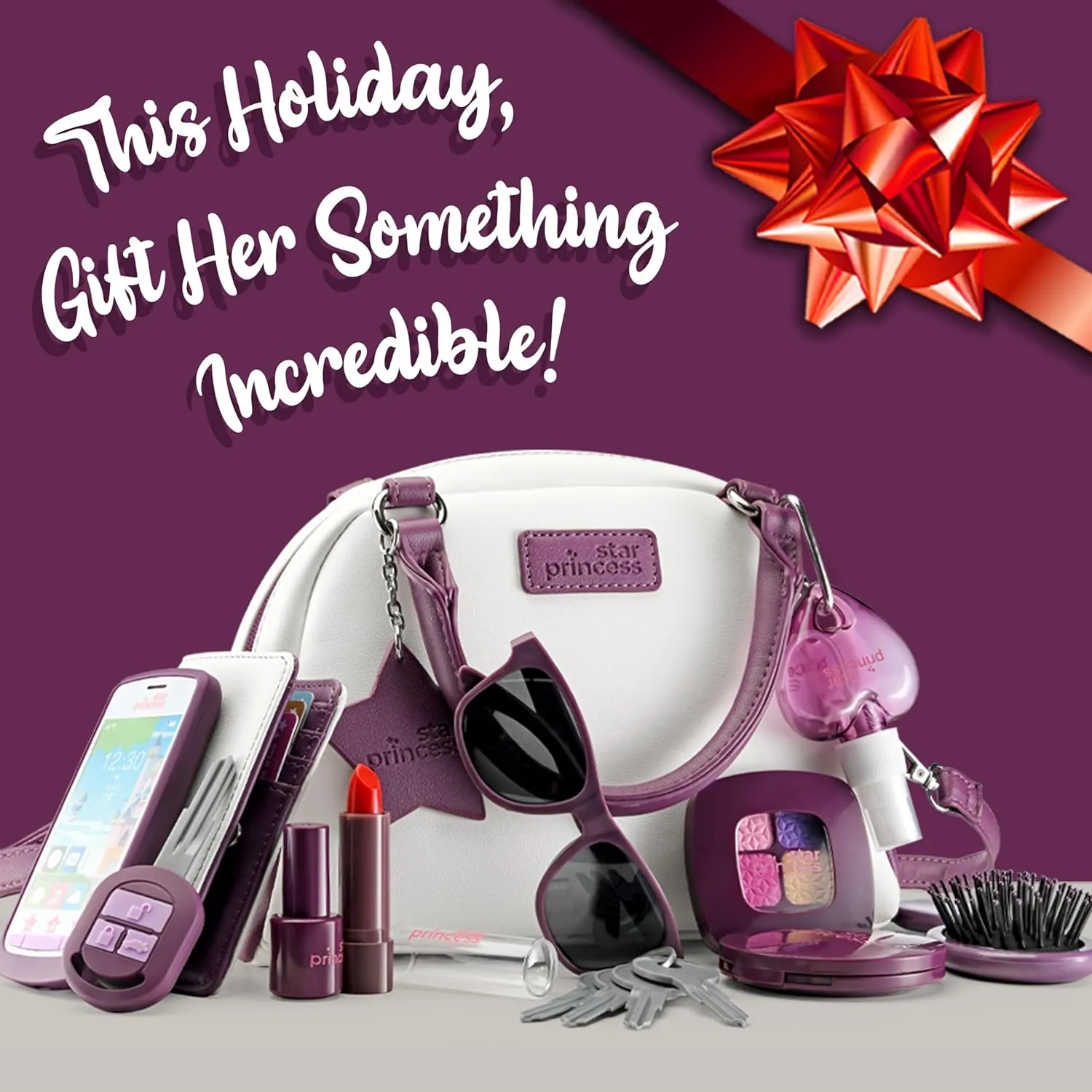Little Girls Purse with Accessories and Pretend Makeup for Toddlers - My First Purse Set Includes Handbag, Phone, Wallet, Play Makeup and More Pretend Play Toys for Girl Age 3  
