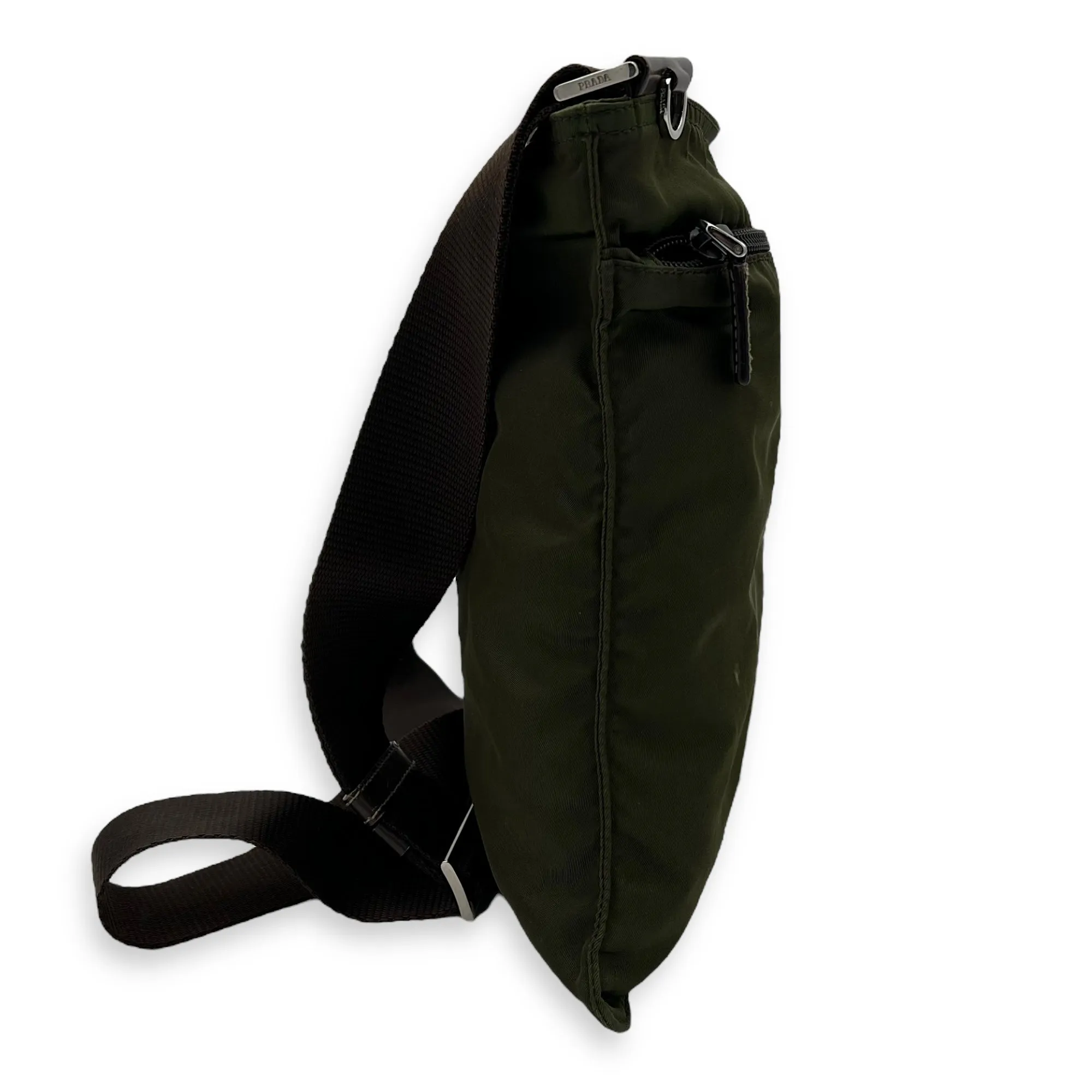 Logo Crossbody Bag Black in Nylon, Silver hardware
