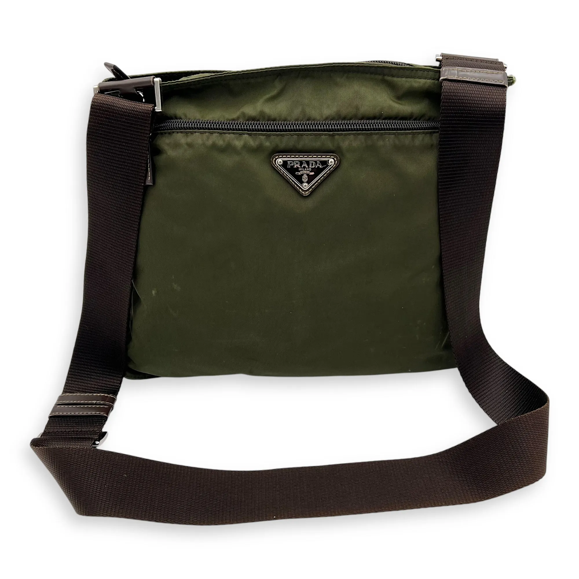 Logo Crossbody Bag Black in Nylon, Silver hardware