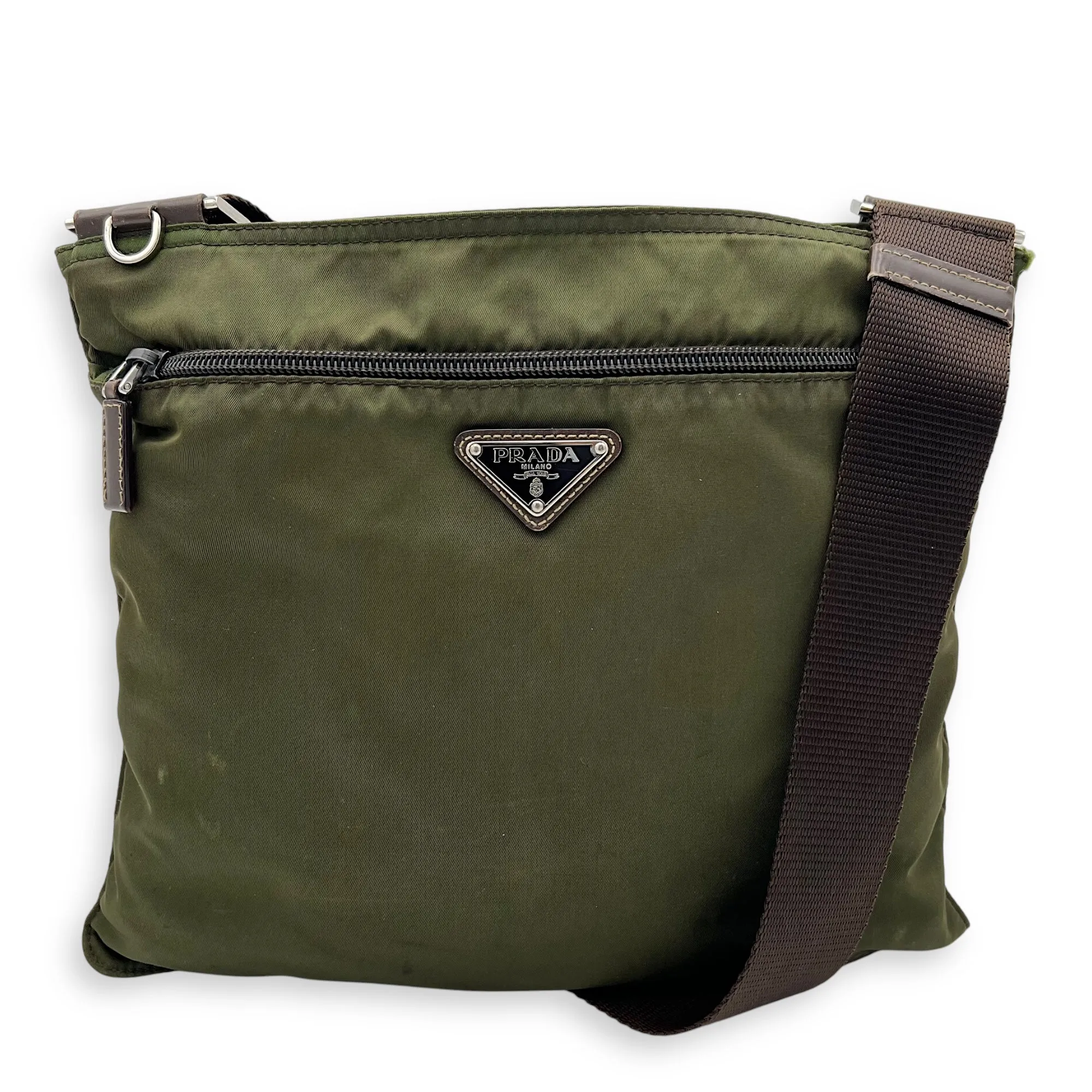 Logo Crossbody Bag Black in Nylon, Silver hardware