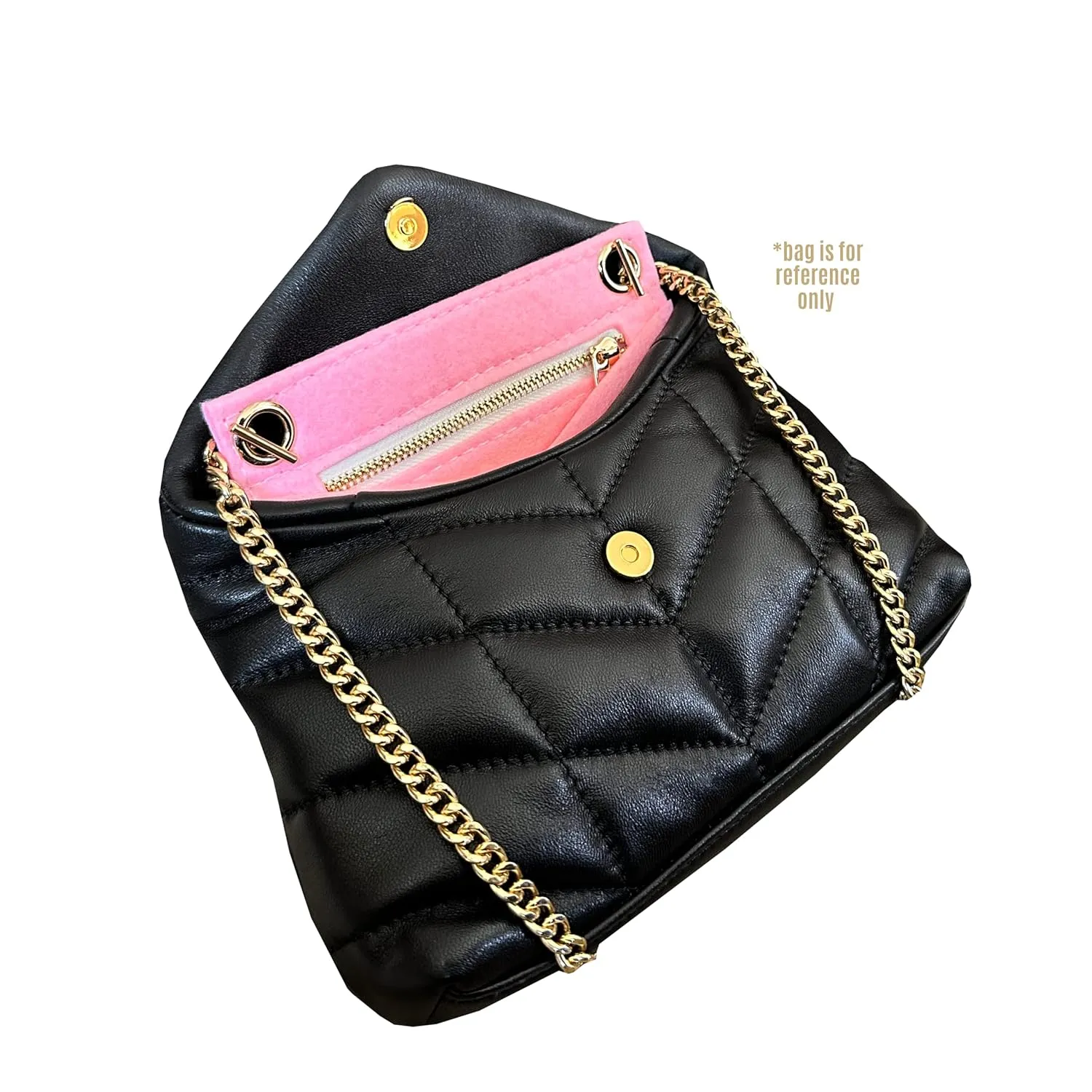 Lolou Puffer Bag Insert Pouch Conversion Kit for Puffer Pouch Insert & Chain Strap Wallet on Chain, Insert Crossbody Converter Kit (120cm Gun Black Chain, Black)