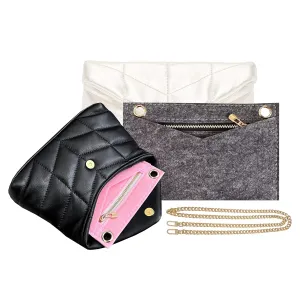 Lolou Puffer Bag Insert Pouch Conversion Kit for Puffer Pouch Insert & Chain Strap Wallet on Chain, Insert Crossbody Converter Kit (120cm Gun Black Chain, Black)