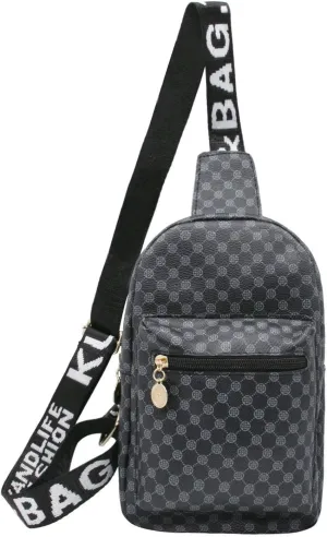 Long Keeper Sling Crossbody Bag - Women Vegan Leather Chest Bag Men Casual Daypack Cross Body Bag for Travel Running Hiking (Black)