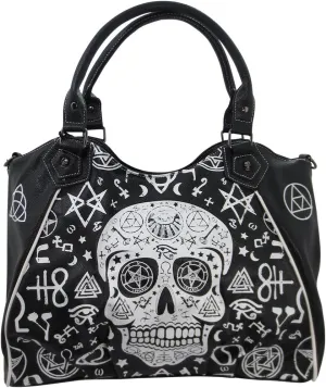 Lost Queen Gothic Rockabilly Skull Pentagram Shoulder Bag - Handbag Purse