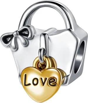 Love Handbag Shopping Bag Hobby Travel Cute Beads Charm for Charms Bracelet Necklace for Women