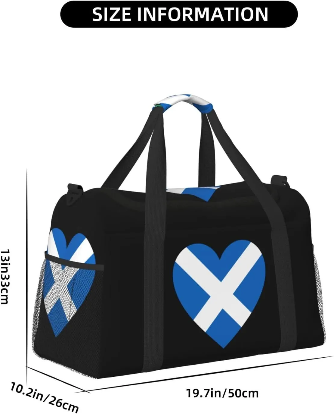 Love Scotland Flag Travel Duffel Bag Large Foldable Waterproof Overnight Bag For Beach Swim Bags Pool Sports Gym
