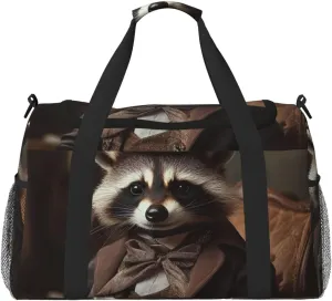 Lovely Raccoon Travel Duffel Bag Tote Bag Sports Gym Bag For Women And Men