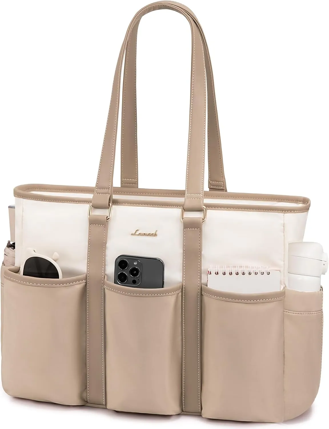 LOVEVOOK 17.3 Inch Laptop Bag for Women, Teacher Work Tote Bag With Large Cup Holder, Nurse Bag, Utility Bag For Work/Travel/College/Daily, Professional Computer Purse Large Handbag With Multi Pocket
