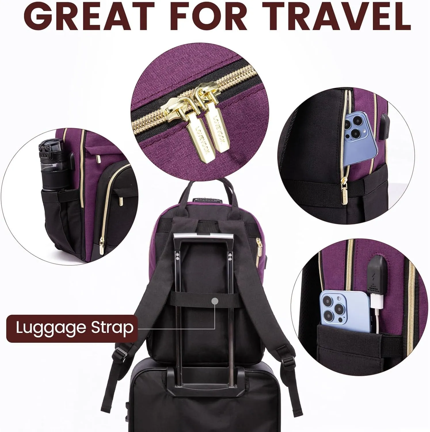 LOVEVOOK Backpack for Women,Laptop Backpack Women,Fits 18 Inch Laptop Computer Bag,Teacher College Backpack Purse,Fashion Waterproof Travel Work Anti-theft Backpack for Traveling on Airplane Daypack