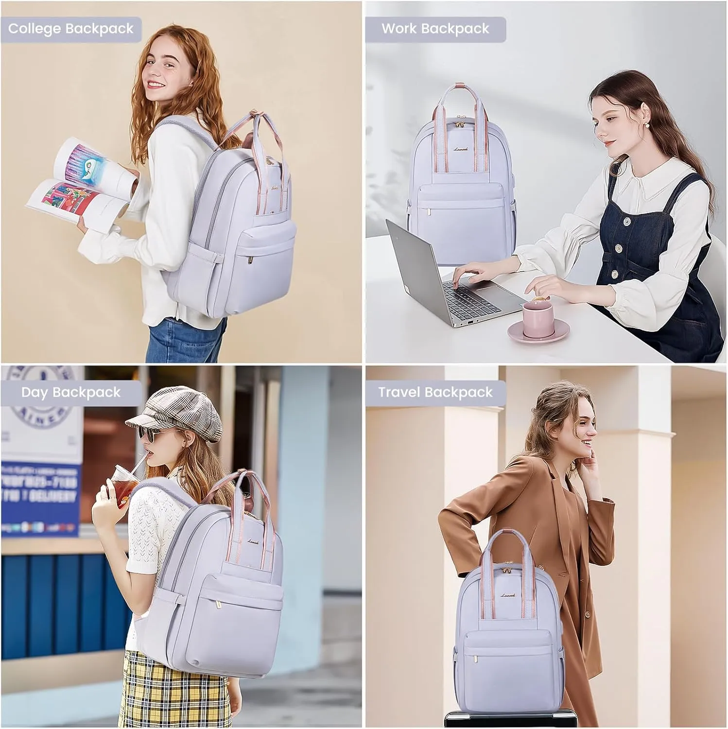 LOVEVOOK Laptop Backpack Purse for Women, 15.6 Inch Travel Laptop Bag with USB Port, Waterproof Work Teacher Nurse Computer Backpack, Durable Casual Daypack
